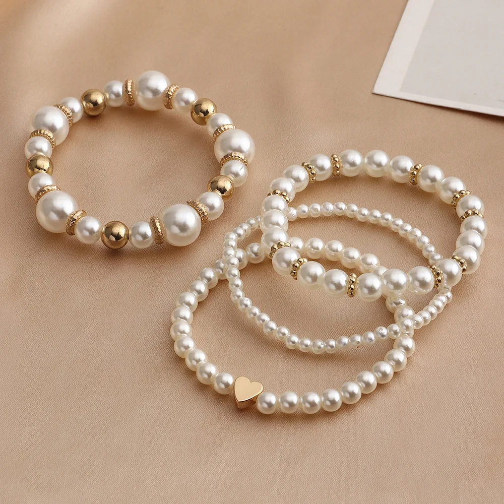 Pearl Bracelet 4pcs Real Freshwater Round Pearl Bracelet For Women Natural Pearl Bracelet Jewelry