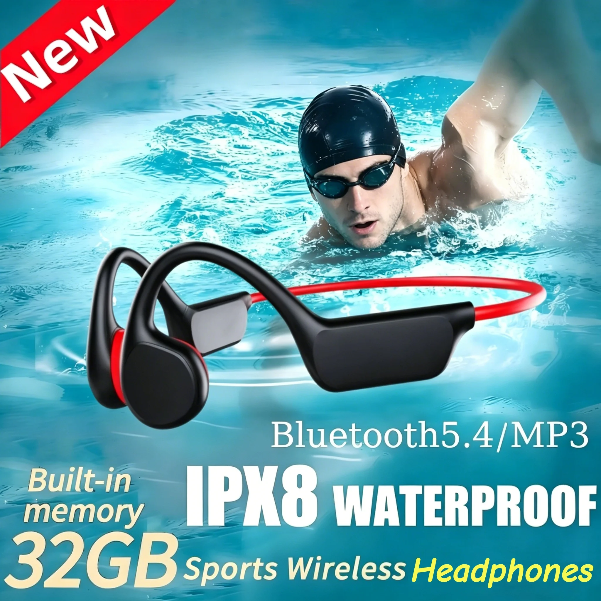 รูปสินค้า หูฟังบลูทูธ 5.3 กันน้ำ IPX8 สำหรับว่ายน้ำและออกกำลังกาย