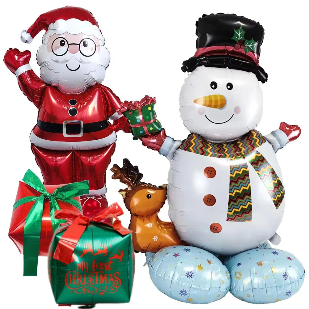 Stehende Schneemänner Weihnachtsballon Weihnachtsmann Geschenkbox Luftballons Weihnachten Neujahr Feiertage Heiligabend Dekorationen Kinder Geschenk