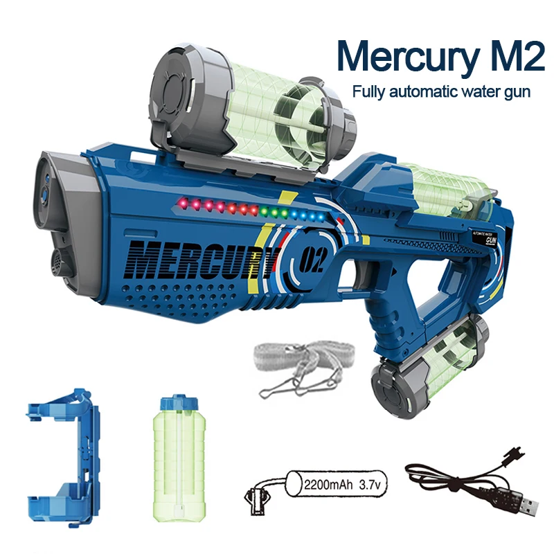 Children Electric Water Gun Summer Kids Outdoor Toy Water Gun Fully Automatic High Capacity Lighting Water Playing Toy for Kids 5