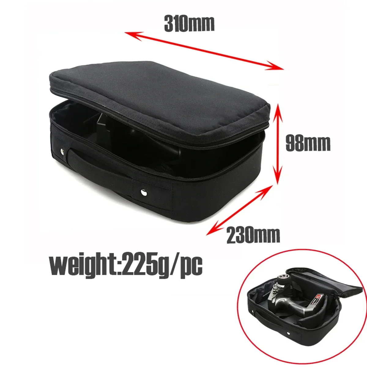 Sac de transport pour télécommande de voiture RC, poignée renforcée et fermeture éclair robuste