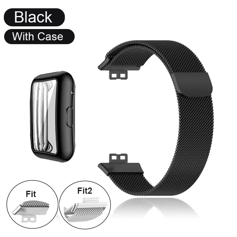Premium Metal Strap with TPU Case & Screen Protector – Milanese Magnetic Loop Watchband Bracelet