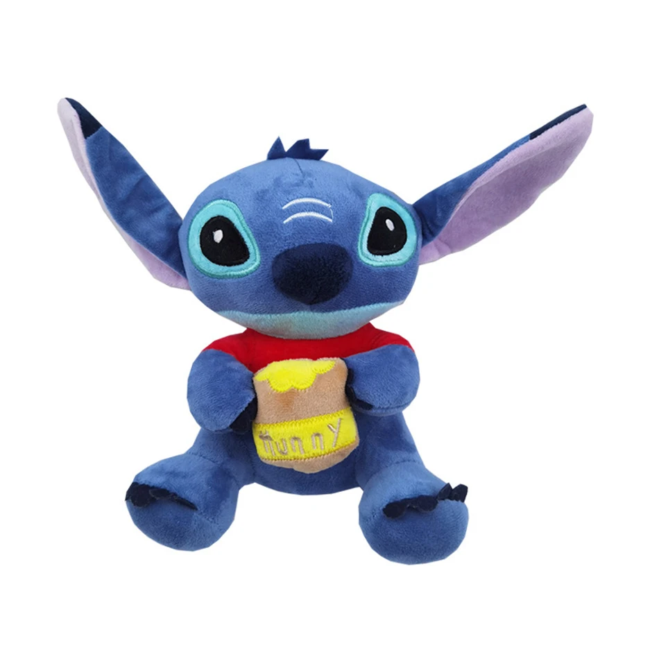Figura de peluche de Stitch azul y rosa con dibujos animados, juguete de anime Lilo y Stitch de 20 cm, juguete de costura de Stitch, mochila escolar para niños, regalo de cumpleaños