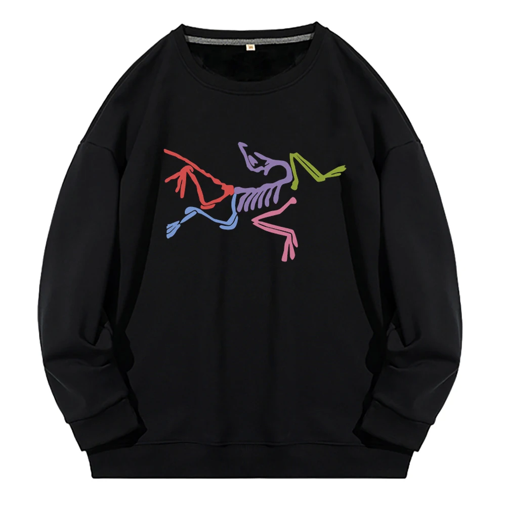 

500g Cotton Top Quality Skeleton Bird Print Women Men Loose Hoodies Sweater Autumn Winter Fleece Long Sleeve Pullovers Tops