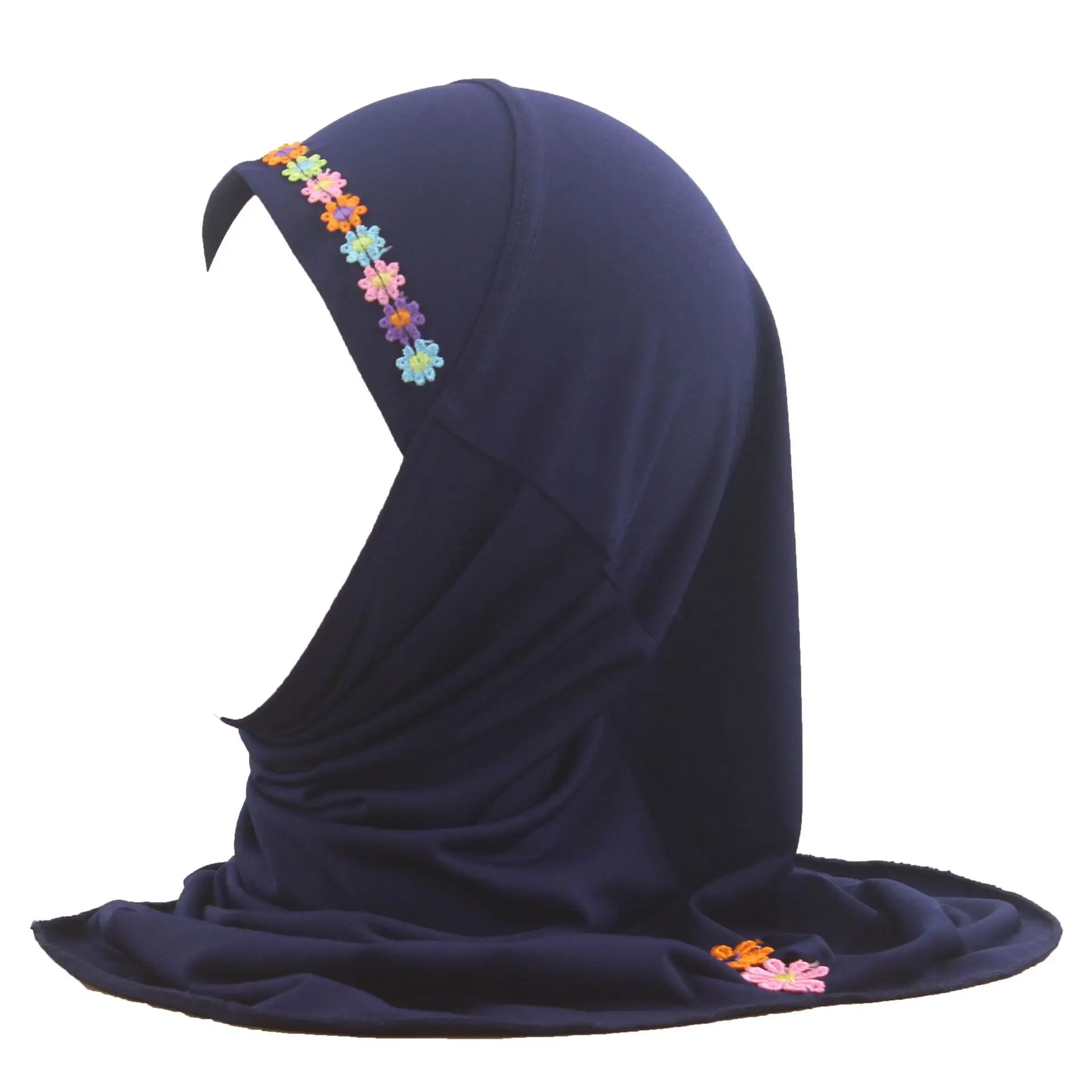 Kids Girls Muslim Beautiful Hijab Islamic Arab Scarf Shawls Flower Pattern Ramadan muslim headwear,head scarf,hijab headscarf,shawl scarf,female head wraps