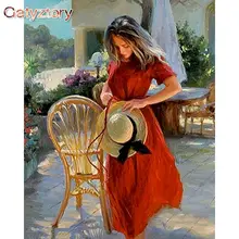 

GATYZTORY Diy Painting By Numbers Kits For Adults Red Dress Women Figure Paints Drawing On Canvas For Modern Home Decor Picture