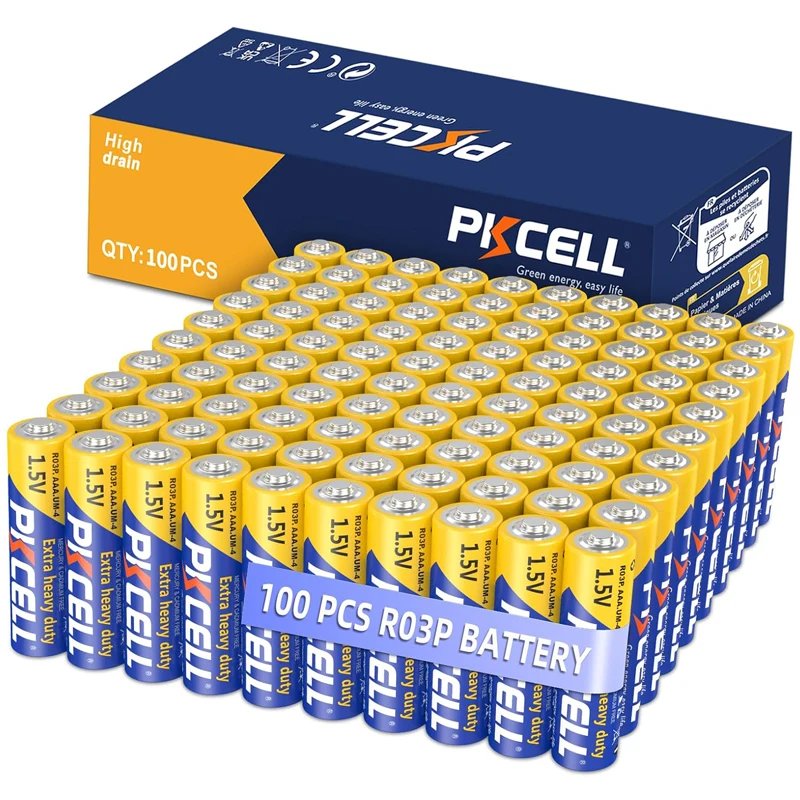 100PC R03P AAA 3A Batteries 1.5V Carbon Zinc Single Use Batteries for Flashlight toys LED Candles Clock Triple A UM4 Batteria disposable battery