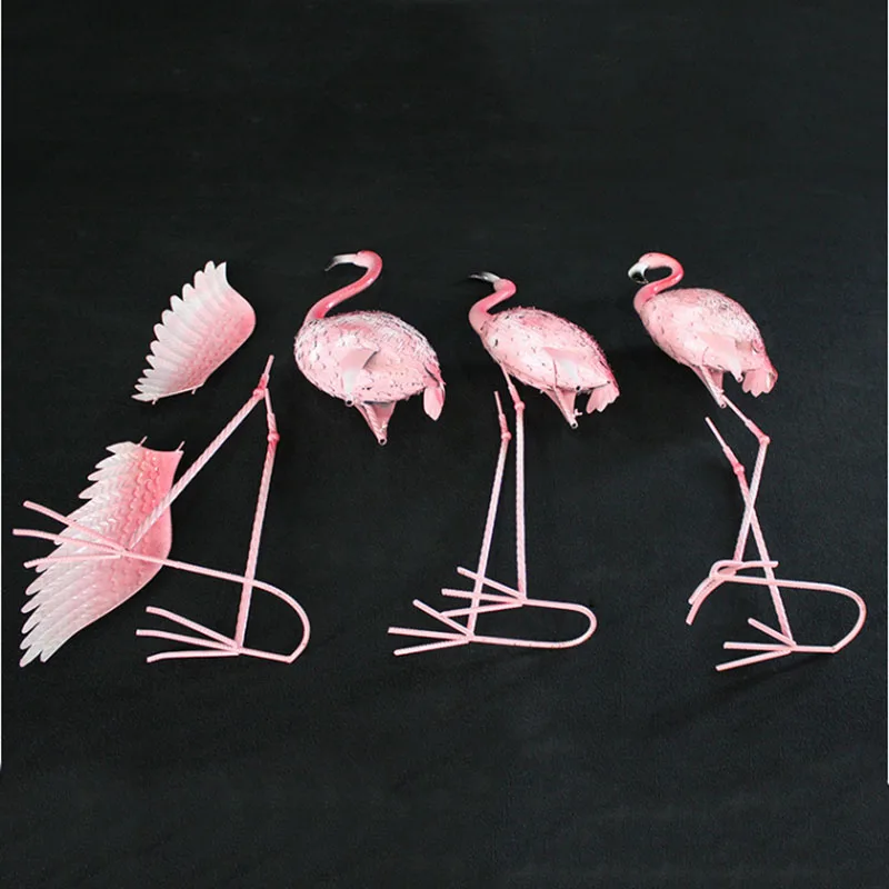 Goodeco Ornamenti da giardino a forma di fenicottero – Uccello in metallo con ali volanti, fenicottero rosa, idea regalo per casa, giardino, patio