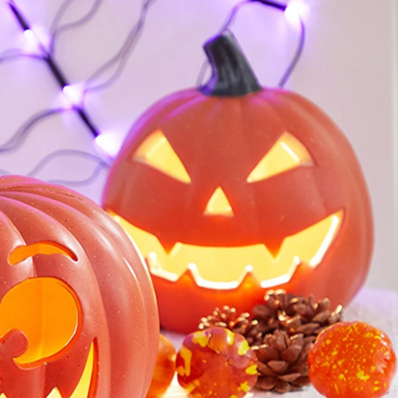 

24cm Halloween Pumpkin Led Lamp Creative Lantern Decoration Flashing Ghost Festival Glowing Shopping Park Indoor Garden Decorat