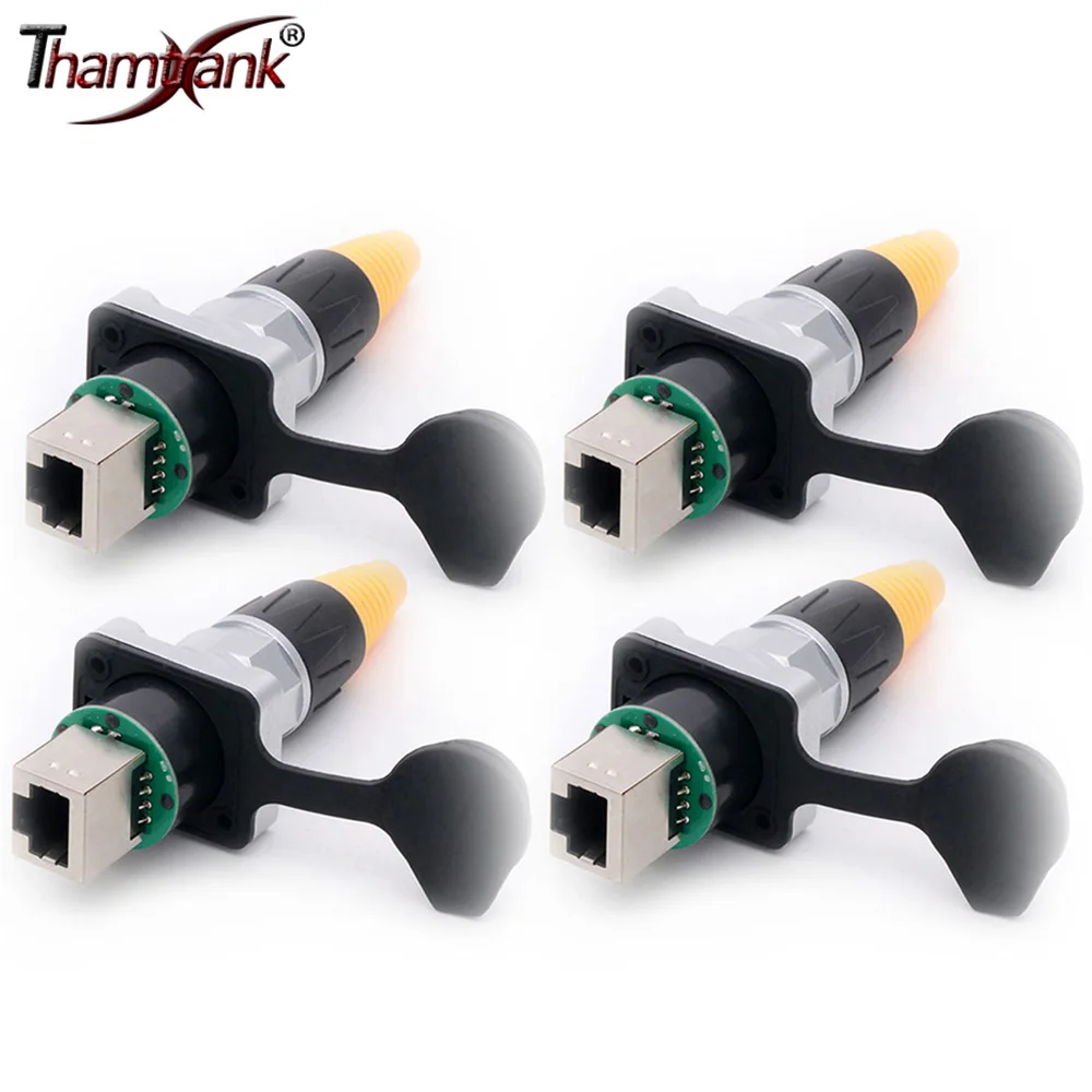 

50pcs/25sets Right Angle RJ45 Connector Female Panel Mount Socket Male Plug 8p8c Waterproof Shield Ethernet Set Adapter