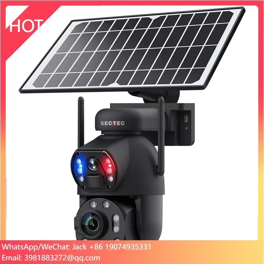 SECTEC 10W 36배줌 듀얼 렌즈 4G 태양광 카메라 실외 네트워크 36배줌 듀얼 렌즈 6MP 24시간 연속 작동 20000mAh 레이저 태양광 카메라