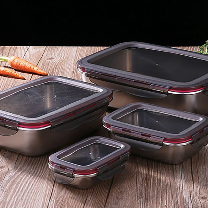 A63I Stainless Steel Lunch Box Sealed Food Fresh Keeping Boxes Office
