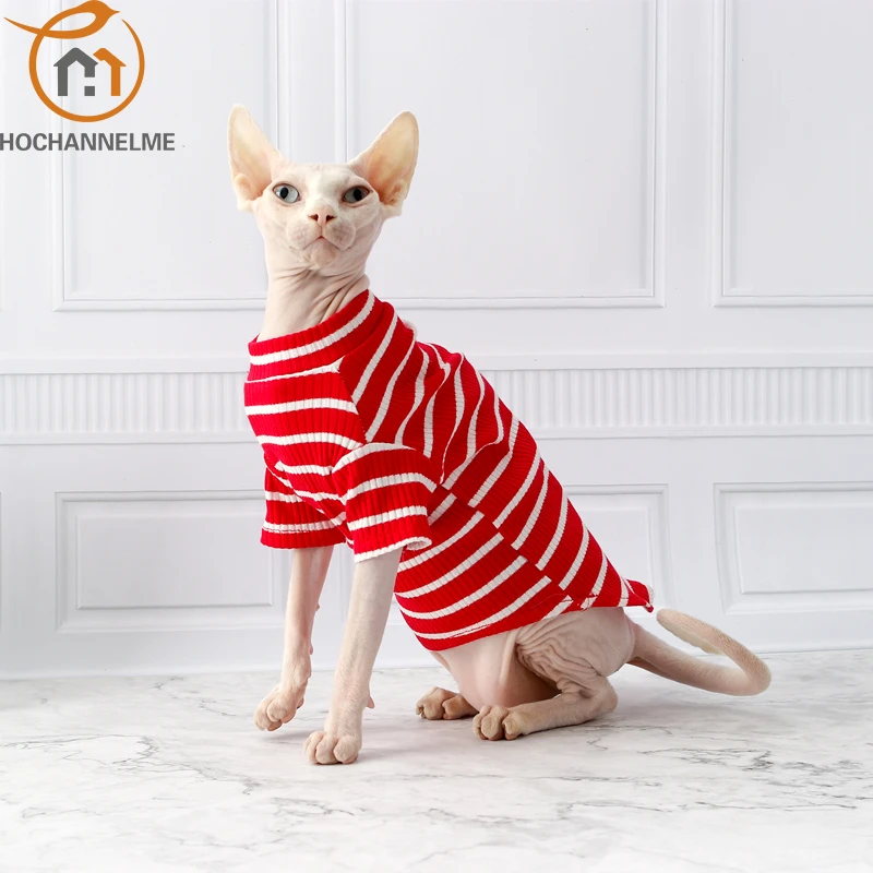 Cat Sweater Cat Clothes Davins Finks Cotton Tweed Striped Vest Thin