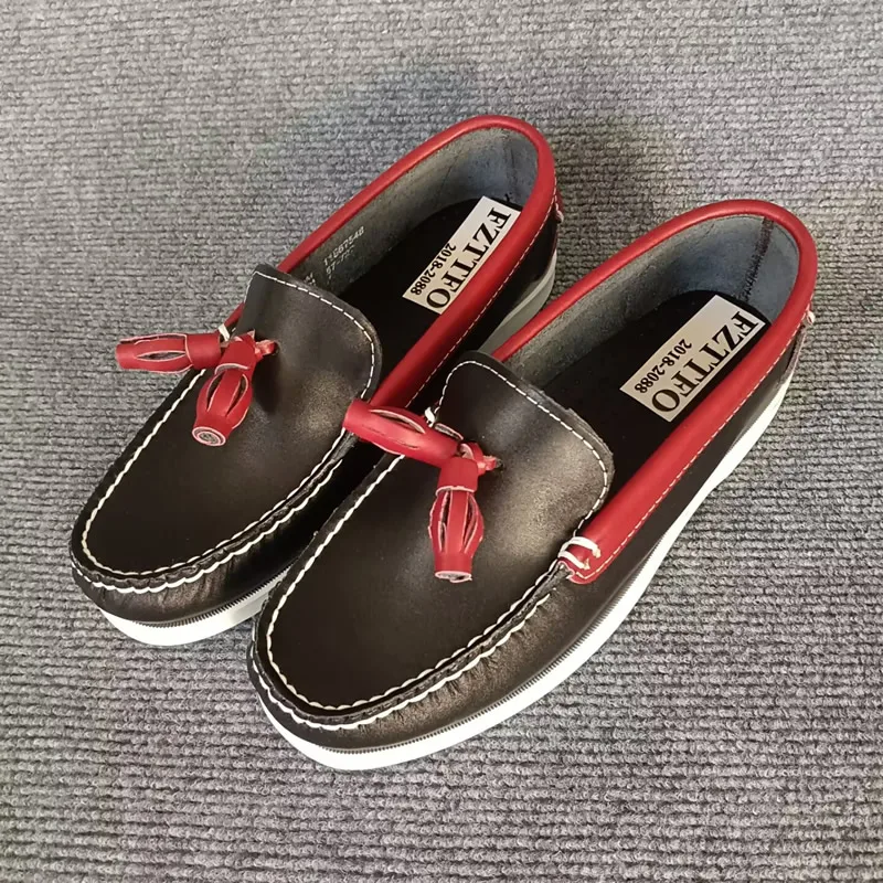 Premium Genuine Leather Homme Boat Women Brand Designer Luxury Loafers Men Moccasins Handmade Portland Shoes_vogvips.com