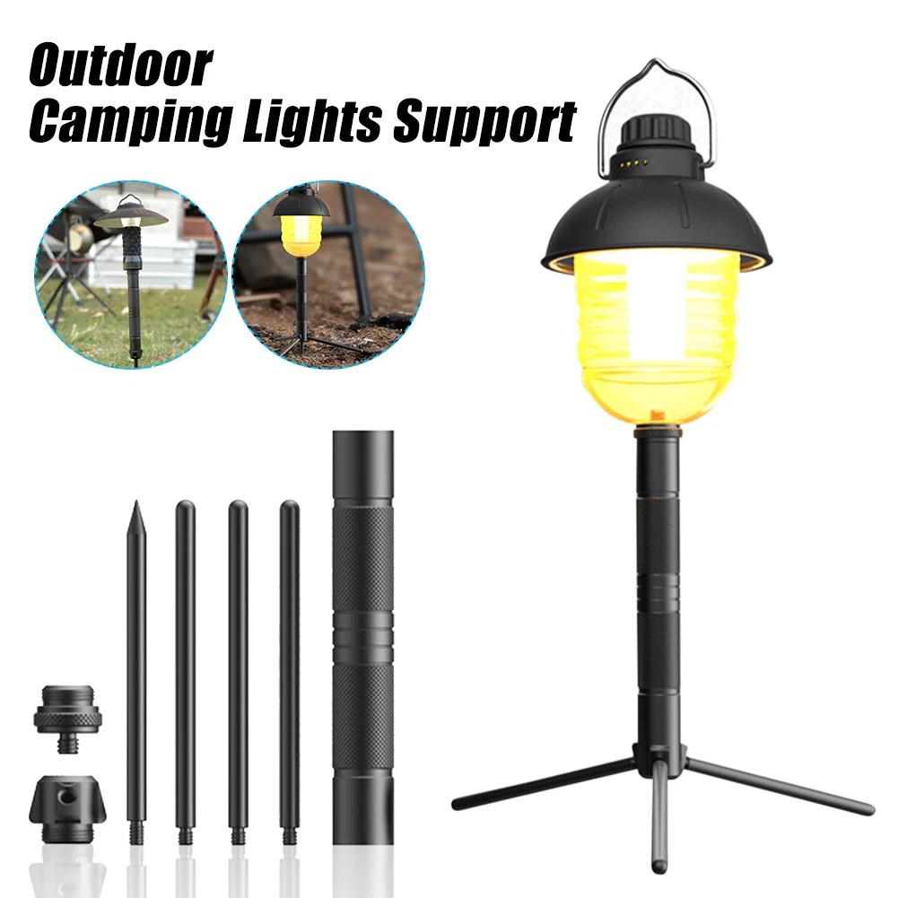 

Outdoor Camping Lights Support Foldable Lamp Pole Aluminum Lantern Stand Holder Camera Phone Tripod Bracket For Hiking Equipment