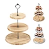 3 Layer Wood Cake Tray Cupcake Display for Stand Snack Dessert Wedding Party Table Birthday Round Tiered Dessert Serving Tray 1