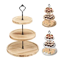 3 Layer Wood Cake Tray Cupcake Display for Stand Snack Dessert Wedding Party Table Birthday Round Tiered Dessert Serving Tray 1