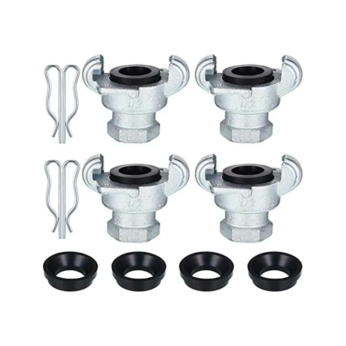 

4 Sets 1/2inch NPT Iron Air Hose Fitting 2 Lug Universal Coupling Chicago Fitting for Male End