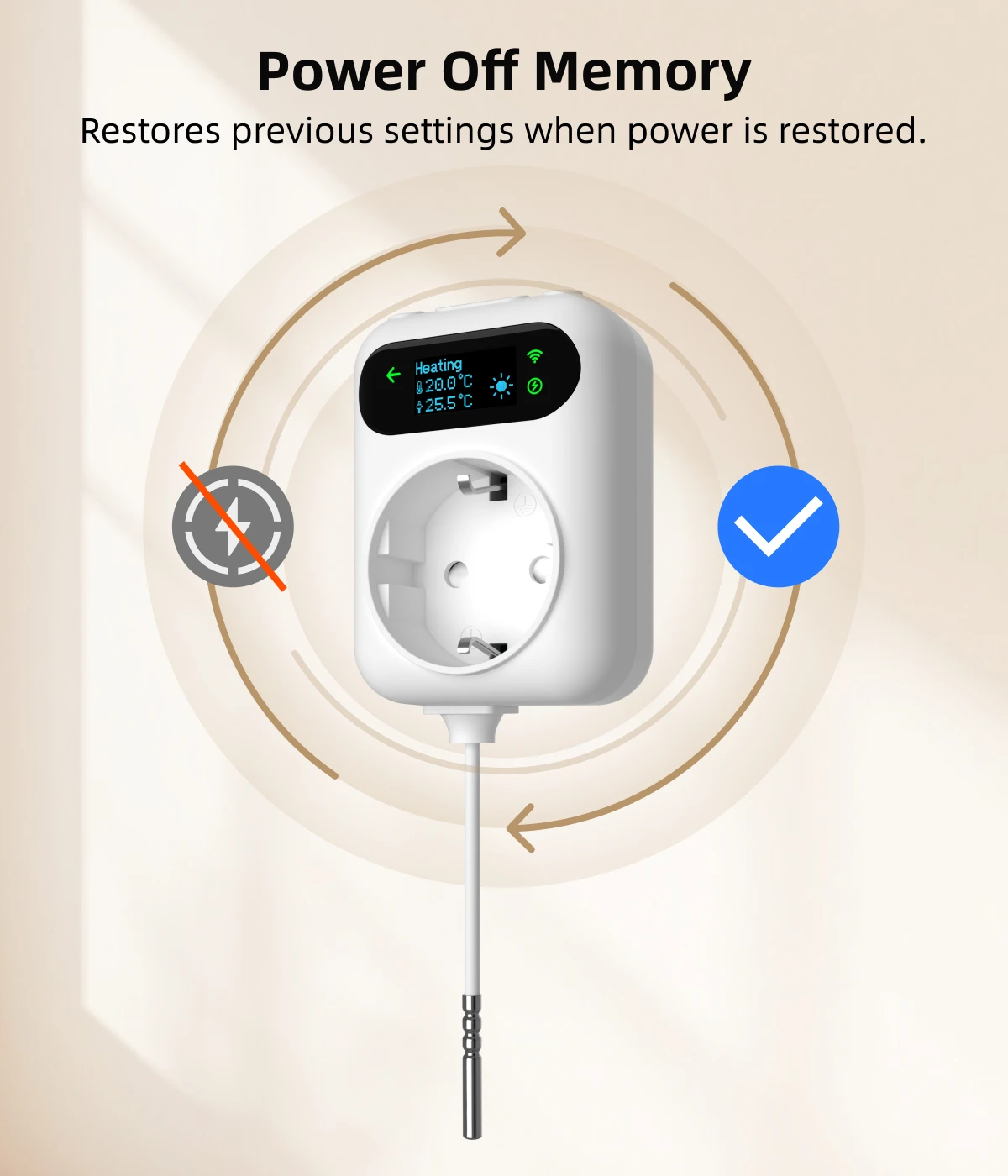 16A Tuya Wifi Smart Plug Digital Thermostat Socket Outlet Power Monitor Wireless