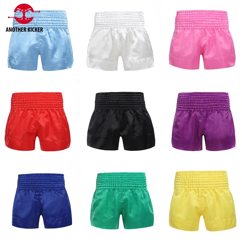 Shorts Thai Boxing Children Women Men Another Boxer Muay Thai Shorts Plain Blank Satin Short Kickboxing White Black Pink