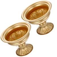 2 Pcs Pots for Plants Wrought Iron Vase Desktop Floral Tabletop Flower Vessel Retro Flowers Golden 2