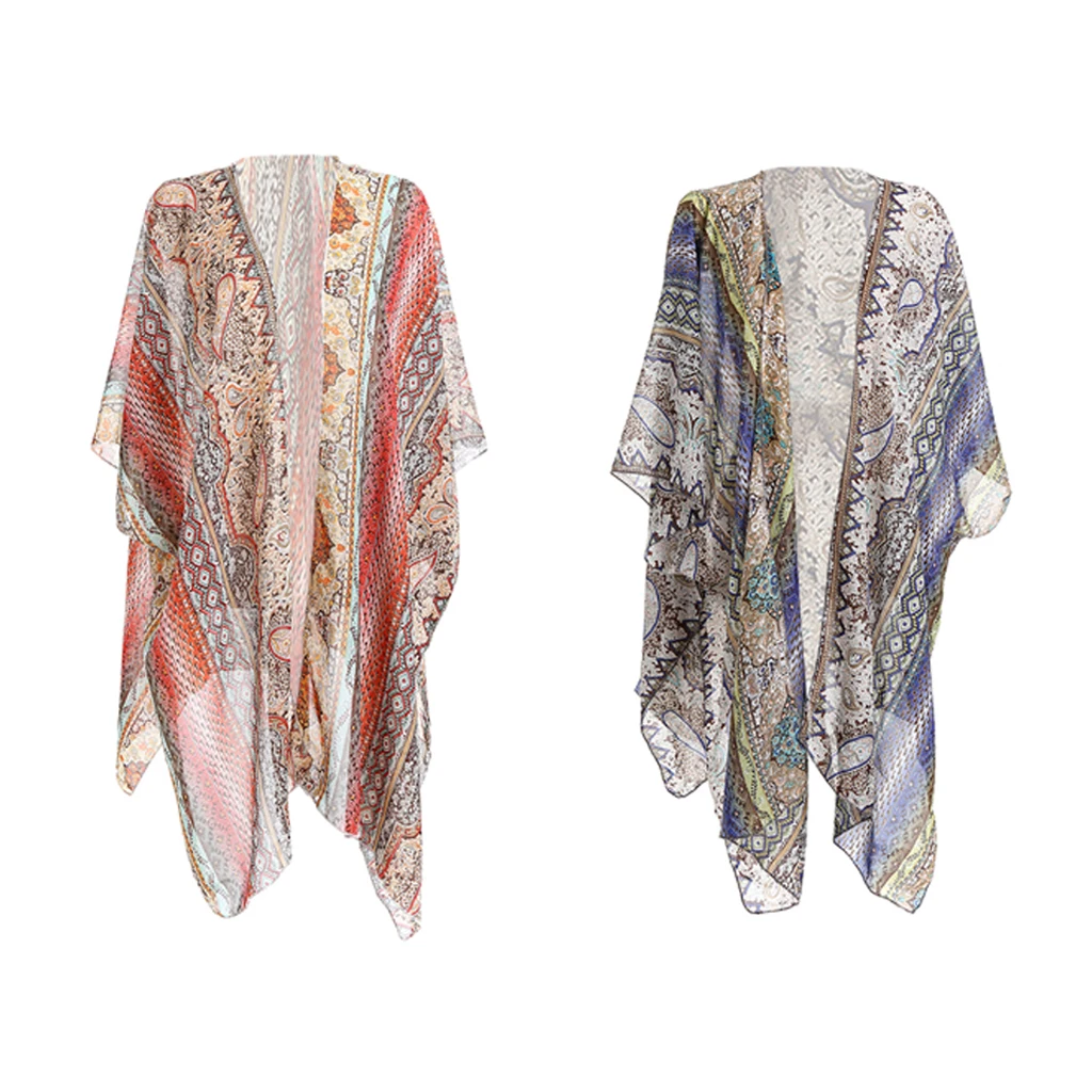 Women’s Chiffon Long Kimono Loose Cardigan Lightweight Breathable Flowy Open Front Tops