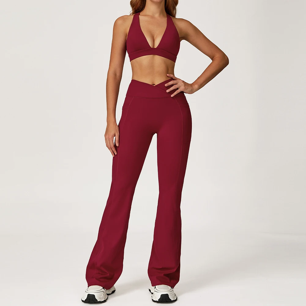 Yoga Set 2 Pieces Workout Outfits Women Clothes Fitness Sportswear Gym Tracksuit High Waist Leggings Sports Bra Athletic Wear 6