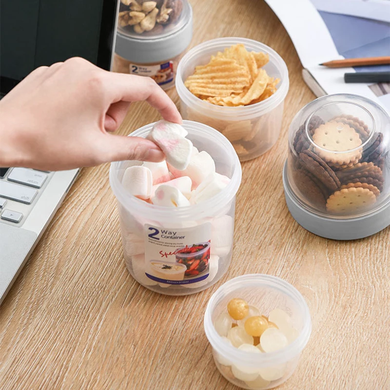 5 Sizes Breakfast Cup Oats Yogurt Milk Nut Soup Salad Cup 2-layer Fresh-keeping Bowl Portable Leak-proof Travel Office Lunch Box