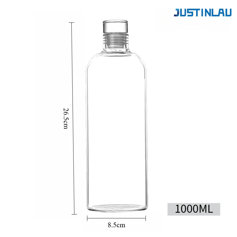 300-1000ml transparent glass bottle borosilicate glass Portable office water cup Drinking time scale prompt Travel essentials