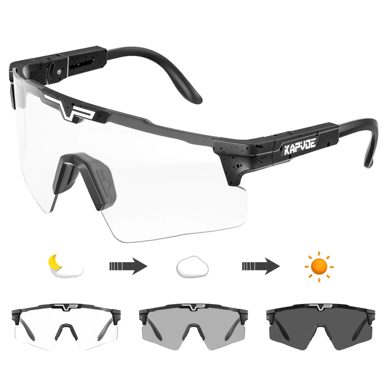 Kapvoe Photochromic Cycling Sunglasses Glasses for Men Sports MTB