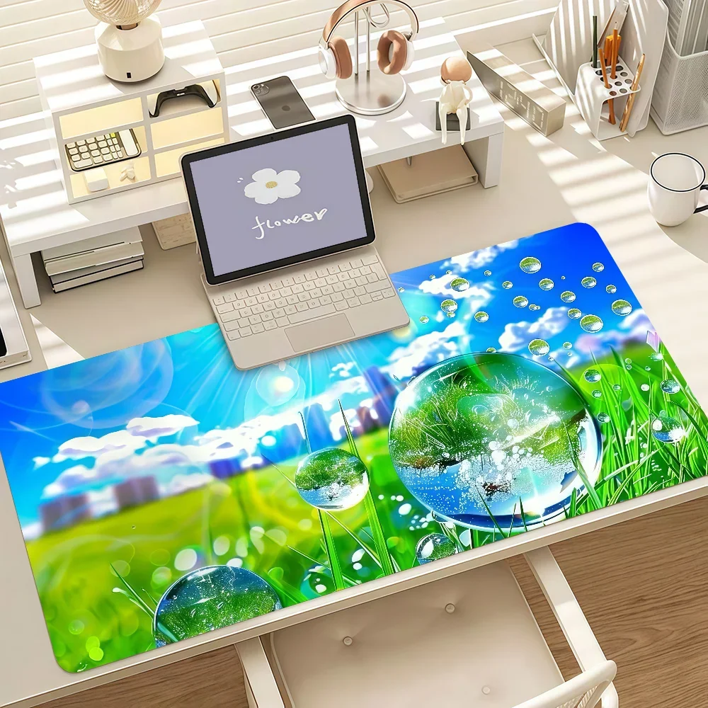 Blue Sea Dolphin Rainbow Print Gaming Mouse Pad - Large, Anti-Slip with Stitched Edges