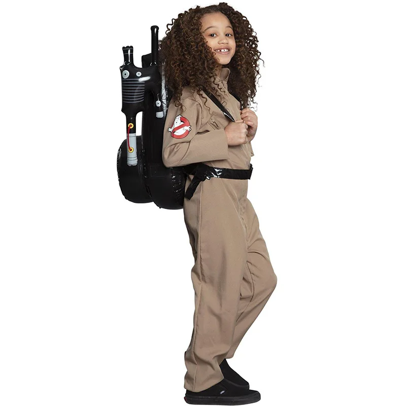 Cosplay Costume Halloween Children Father Ghostbusters Jumpsuit with Bag For Adults and Kids