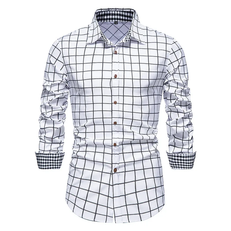 Men's Shirt 2022 New Arrival Spring Autumn Checkered Pattern Male Shirt Casual Korean Style White Black Blue b41 brauberg пенал косметичка checkered black