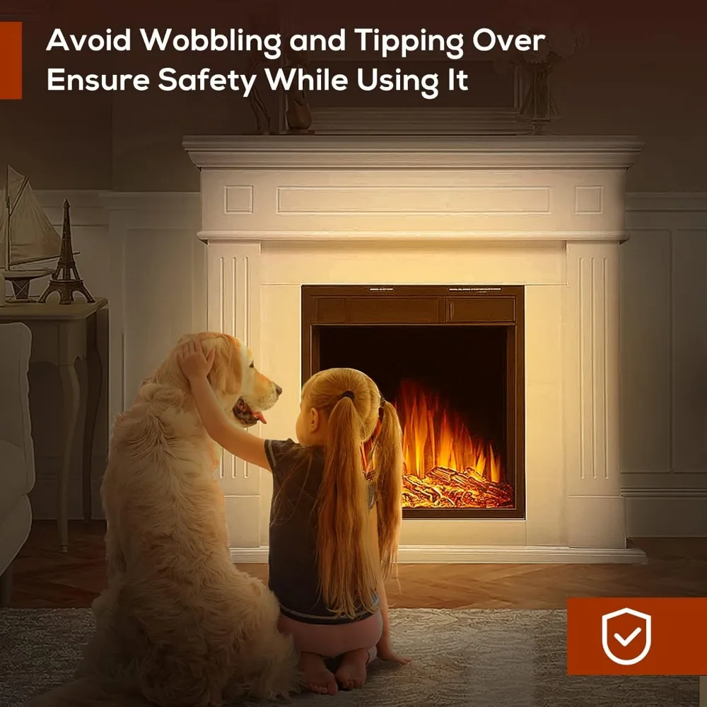 43” Electric Fireplace Mantel Wooden Surround Firebox, TV Stand with Freestanding Electric Fireplace, Remote Control 3