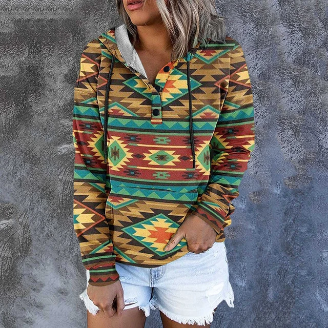 Western Aztec Pullover Womens, Aztec Print Pullover Women