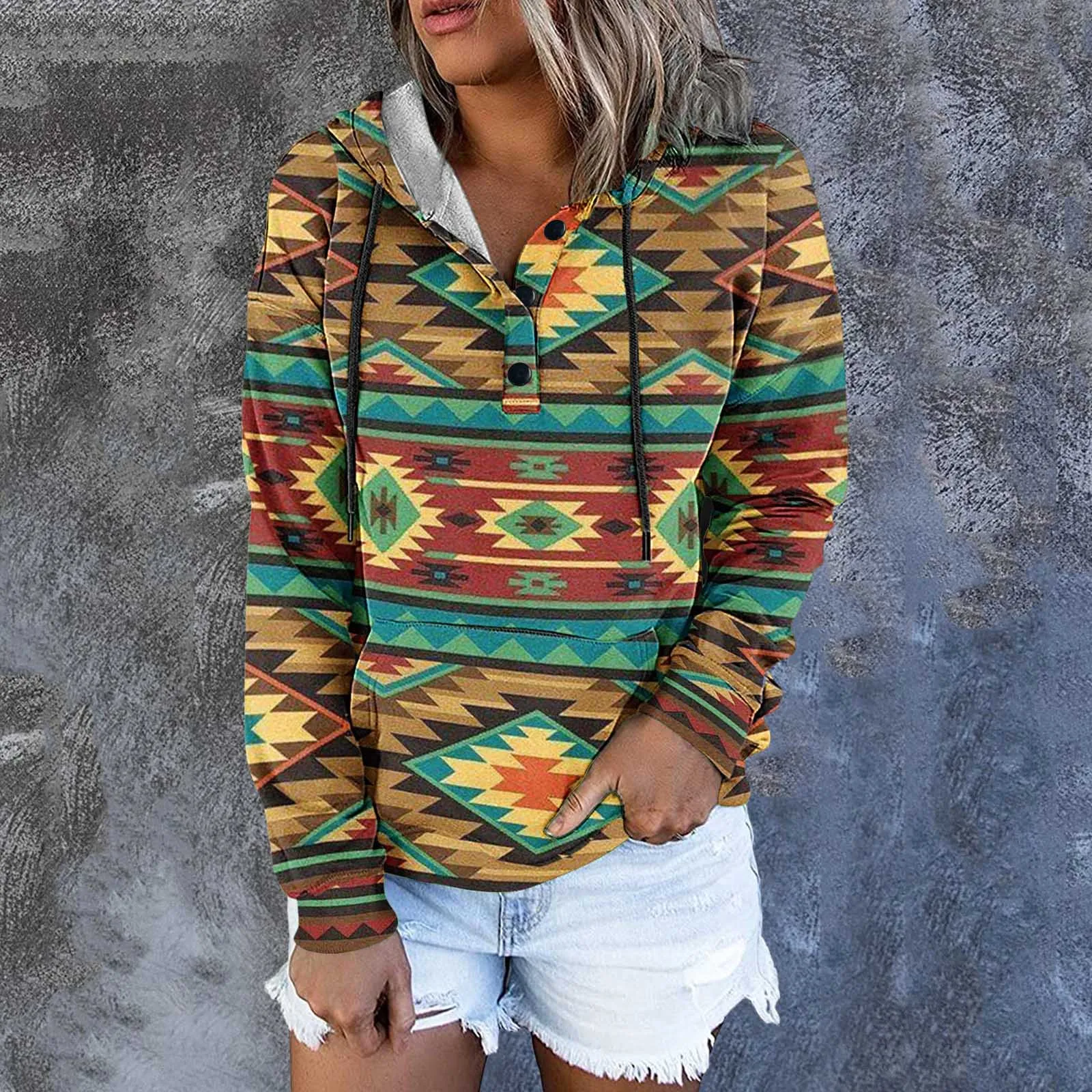 Western Aztec Pullover Womens | Aztec Print Pullover Women | Hooey Aztec  Hoodie Womens - Hoodies & Sweatshirts - Aliexpress