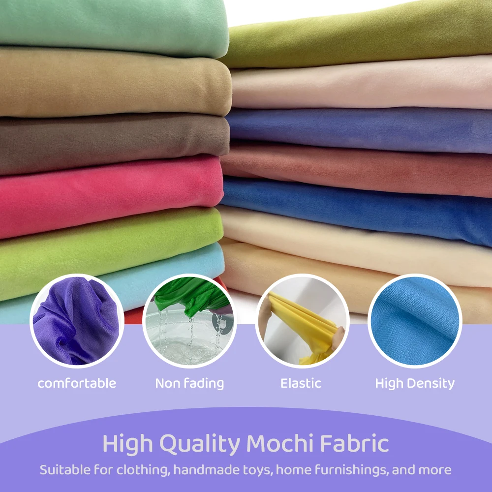 Stretch Mochi Smooth Minky Fabric 40colors 50x50cm 95% Polyester 5% Spandex 4 Side Plush for Diy Sewing Toy