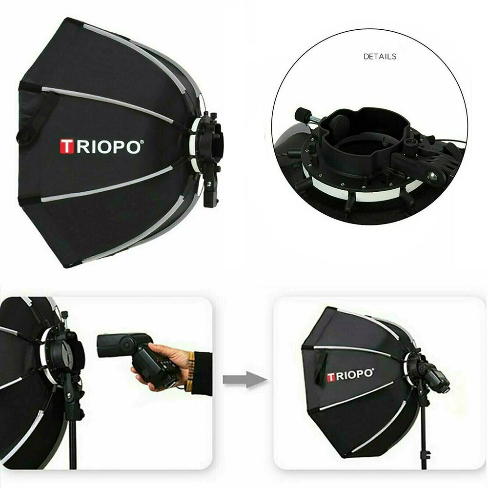 Description Picture 6 of itemTriopo Softbox 55cm 65cm 90cm 120cm Foldable Octagon Umbrella Softbox S Bracket Hand Grip+Honeycomb Grid Outdoor Soft Box Flash