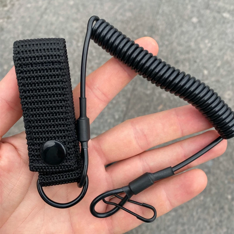 

Elastic Lanyard Rope Tactical Anti-lost Military Spring Safety Strap Gun Rope For Key Ring Chain Flashlight Hunting Accessorie