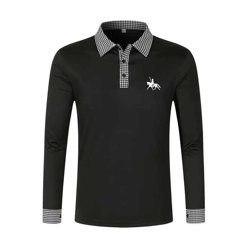 Spring and Autumn Men's Long Sleeve Polo Shirt Classic Business Office T-shirt Male Street Casual Fashion Solid Color Top