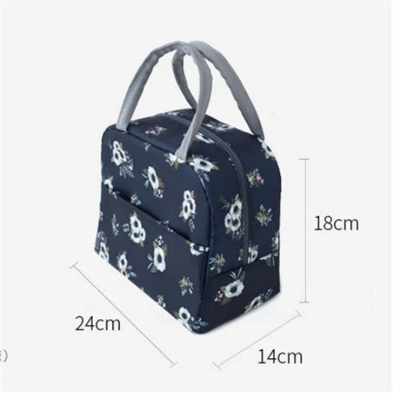 Functional Pattern Cooler Lunch Box Portable Insulated Canvas Lunch Bag Thermal Food Picnic Bags For Women Kids