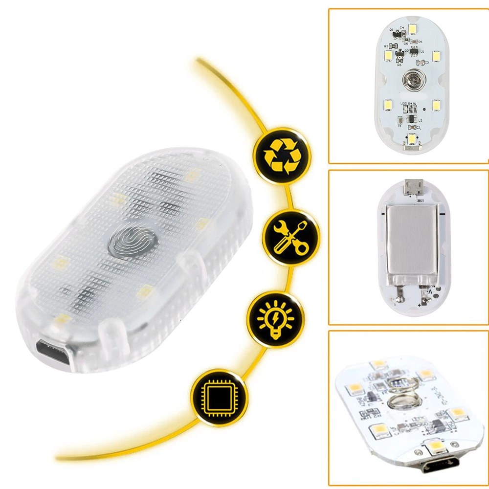5 V USB-Aufladung, Auto-Atmosphäre, Touch-Licht, Klettverschluss,  Installation, Touch-Sensor-Schalter, 6 LED-Lampen, Lichter, Auto-Dach,  Decke