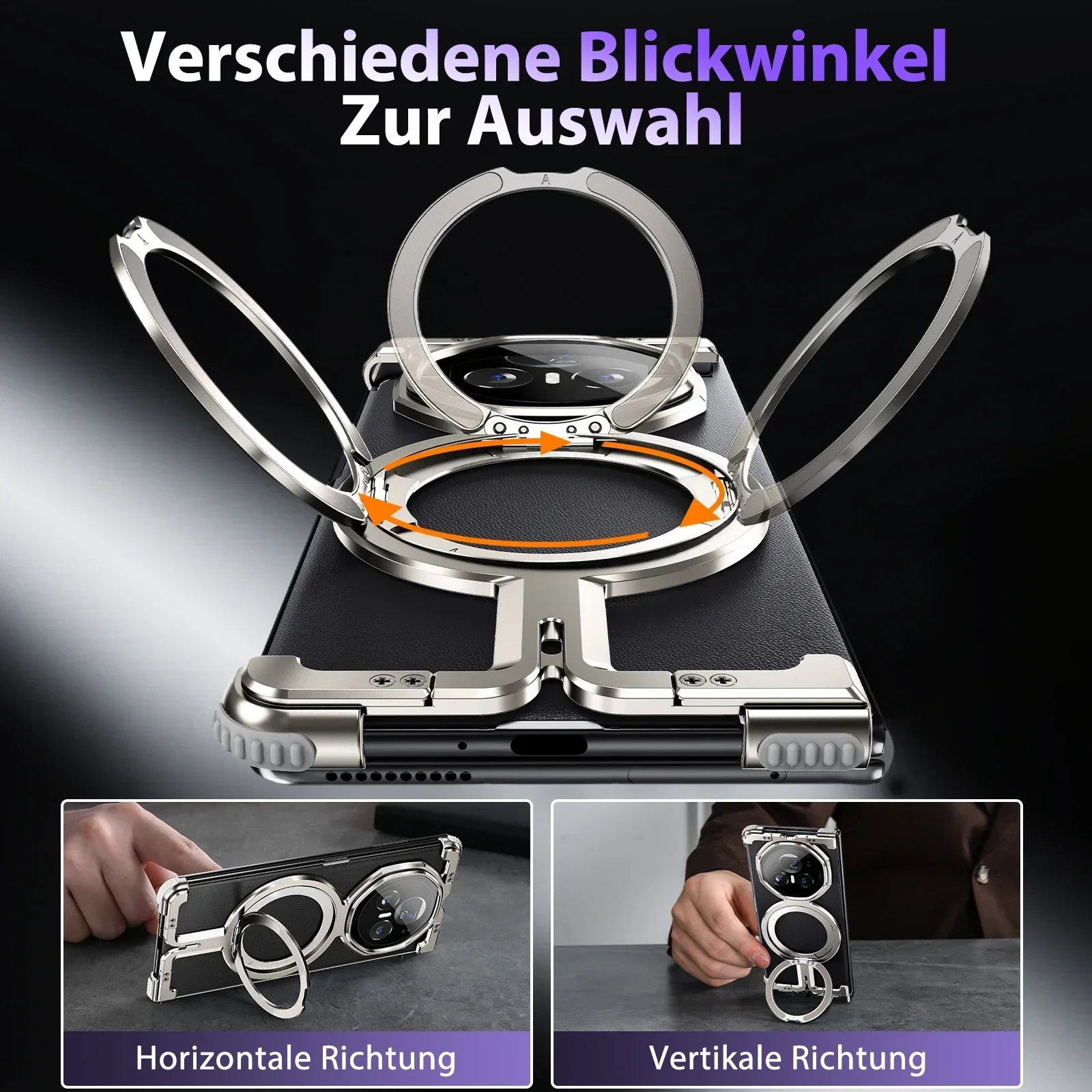 Eary Frameless Phone Case for Huawei Honor Magic Vs3 Vs2 with Magsafe Kickstand 360°Rotatable Magnetic Shockproof V3 V2 Cover