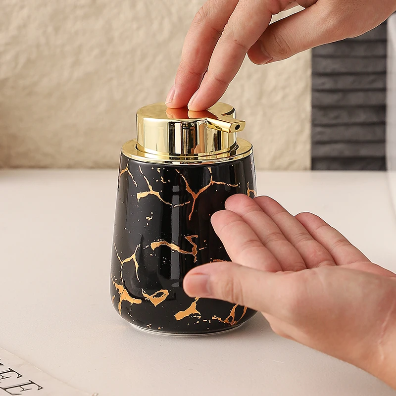 Marble Ceramic Emulsion Bottle Foam Hand Sanitizer Bottle Ceramic Shower Gel Household Bathroom Soap Dispensers 450ML