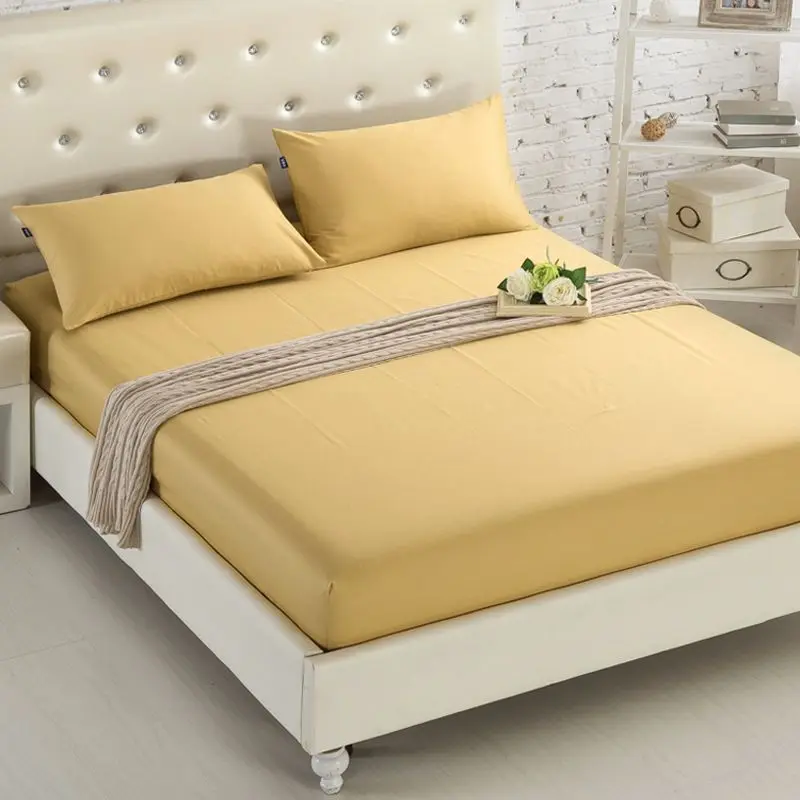 

Brushed cloth bed cushion cover Simple pure color aloe cotton household bedspread Fitted sheet cover