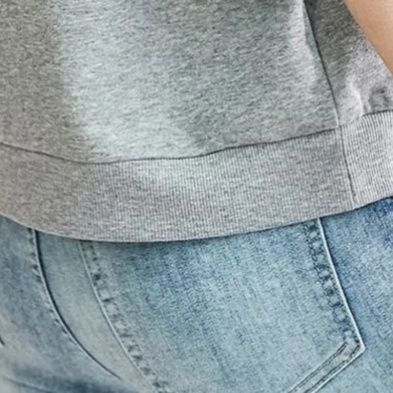 Women's Autumn Winter Fashion Solid Color Pullover Round Neck Pocket Thread Casual Versatile Long Sleeve Loose Sweatshirt Tops