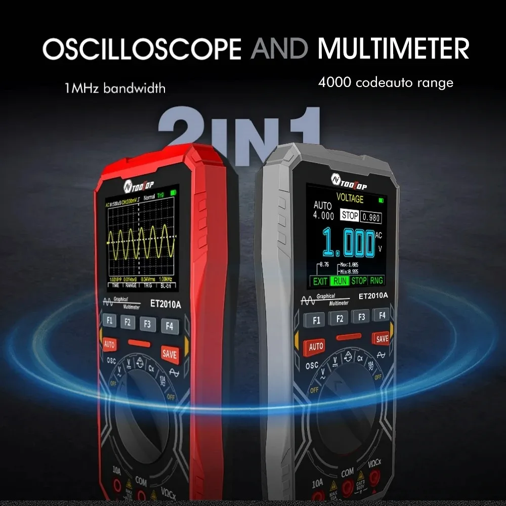ET2010A Portable Digital 1Mhz Oscilloscope 2.5Msps Sampling Rate AUTO Range AC/D