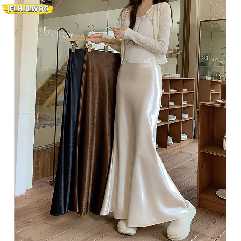 2025 Latest Korean Style Bright Mermaid Skirt Perfect for Slimming Shaping Woman Autumn Spring High Waist Sexy Long Maxi Skirts 2