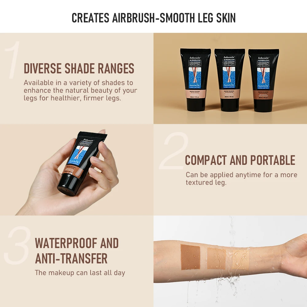 Leg Makeup Concealer Face Foundation Makeup Body Care Cream Leg Even Skin Tone Body Lotion Airbrush Leg Makeup Moisturizing Liquid Body Foundation Fake Tan Cream Tanning Skin Care