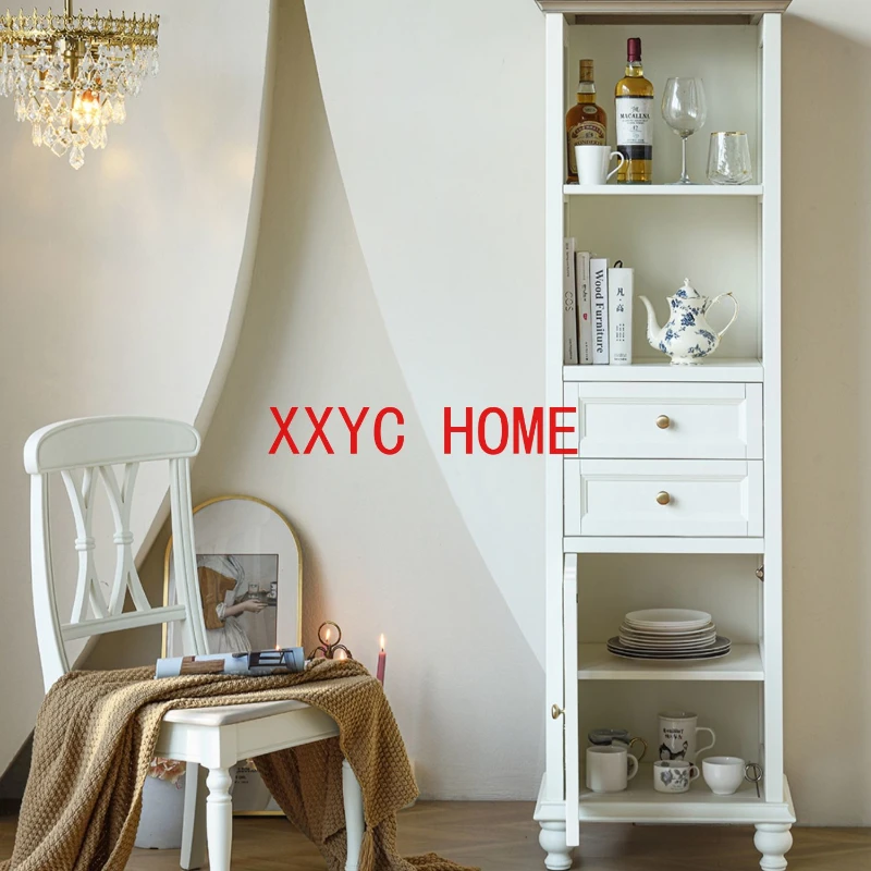 

White Solid Wood Living Room Display Cabinet Single Door Wall Locker